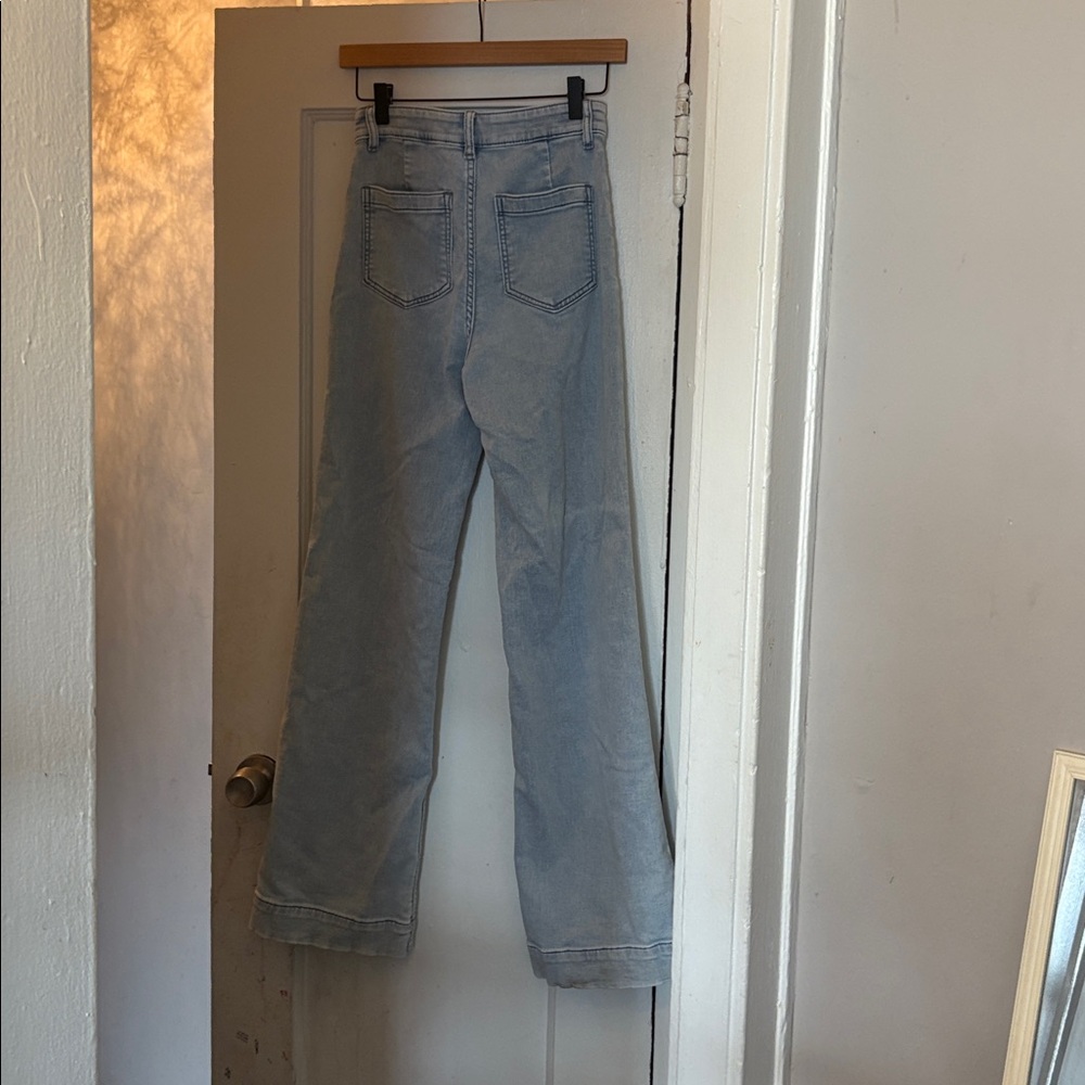 Faherty stretch terry patch pocket blue flare jeans retro hipster festival 26 - Picture 6 of 11